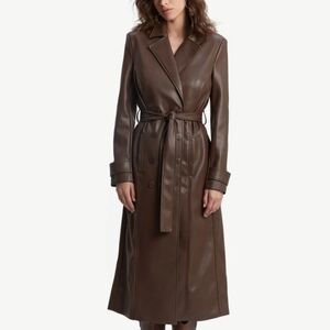 Vegan leather chocolate trench